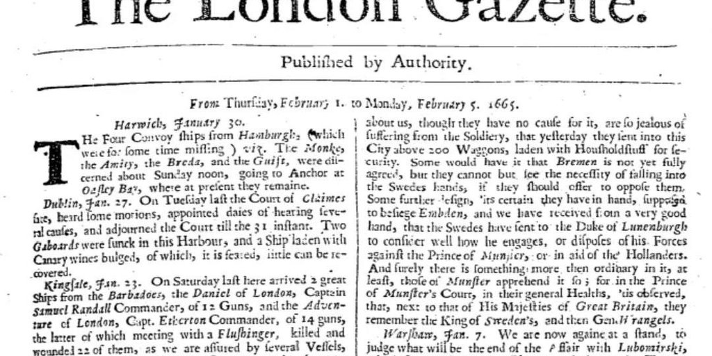The London Gazette исполняется 360 лет